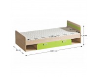 Jednolôžková posteľ s roštom a matracom Ego L13 80 - jaseň / zelená