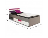 Jednolôžková posteľ Lobete 9 90 - sivá / biela / fialová