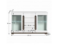 Vitrína s osvetlením Lorien LS 32 - san remo / biela / biely vysoký lesk