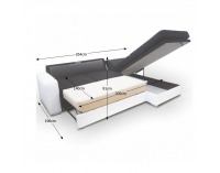 Rohová sedačka s rozkladom a úložným priestorom Waran L - biela / čierna