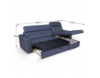 Rohová sedačka s rozkladom a úložným priestorom Kazara RM P - sivá / svetlé šitie