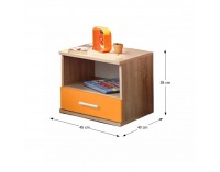 Nočný stolík Emio Typ 5 - dub sonoma / oranžová
