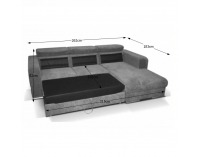 Rohová sedačka s rozkladom a úložným priestorom Luxor L - tmavosivá