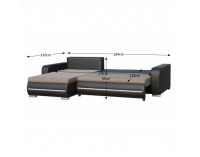 Rohová sedačka s rozkladom a osvetlením Kody L - čierna / hnedá
