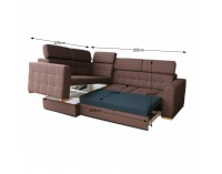 Rohová sedačka s rozkladom a úložným priestorom Kazara RV L - čokoládová / svetlé šitie