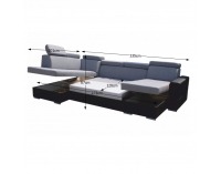 Rohová sedačka U s rozkladom a úložným priestorom Vasto L - čierna / svetlosivá
