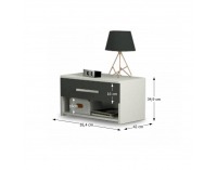 Nočný stolík Greyline - biela / grafit