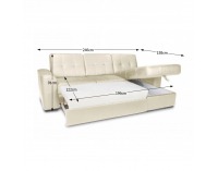 Kožená rohová sedačka s rozkladom Trek RM P - biela