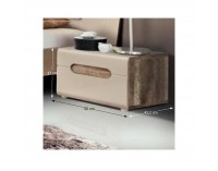 Nočný stolík Triztan - dub antický / béžový vysoký lesk