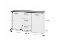 Dvojdverová komoda Zara 23 - biela / čierna