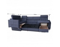 Rohová sedačka U s rozkladom a úložným priestorom Kazara L - sivá / svetlé šitie