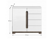 Komoda Lorien LS 45 - san remo / biela / biely vysoký lesk