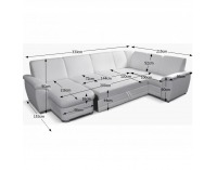 Rohová sedačka U s rozkladom a úložným priestorom Labello P - ultrabiela (Cayenne 1115)