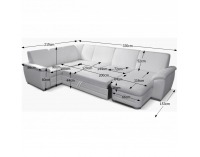 Rohová sedačka U s rozkladom a úložným priestorom Labello L - ultrabiela (Cayenne 1115)