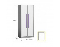 Šatníková skriňa Piere P01 2D - sivá / biela / fialová