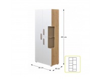 Policová skriňa Katar K2 - san reno / biela / cappuccino