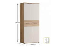 Šatníková skriňa Winie WNS 92 2D - dub sonoma / biela