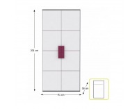 Šatníková skriňa Lobete S82 2D - sivá / biela / fialová