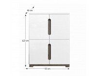 Štvordverová komoda Lorien LS 44 - san remo / biela / biely vysoký lesk