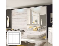 Šatníková skriňa s posuvnými dverami a zrkadlom Kentucky 2D - dub biely / biela