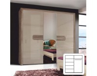 Šatníková skriňa Triztan 2D - dub antický / béžový vysoký lesk