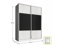 Šatníková skriňa Ava 2D 160 cm - biela / čierna