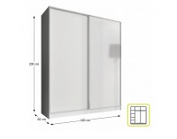 Šatníková skriňa Ava 2D 160 cm - biela