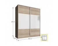 Šatníková skriňa Ava 2D 180 cm - dub sonoma / biela