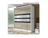 Šatníková skriňa Multi 10 2D 183x218 cm - dub sonoma / biela / čierne sklo