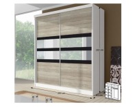 Šatníková skriňa Multi 10 2D 203x218 cm - dub sonoma / biela / čierne sklo
