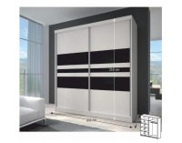 Šatníková skriňa Multi 11 2D 203x218 cm - biela / čierne sklo