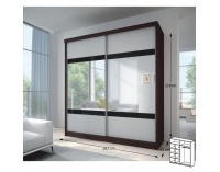 Šatníková skriňa Multi 2 2D 203x218 cm - dub cambridge / biela / čierne sklo