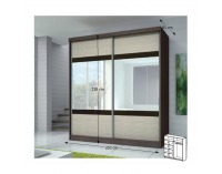 Šatníková skriňa Multi 3 2D 203x218 cm - dub cambridge / kubánske drevo / tmavohnedé sklo