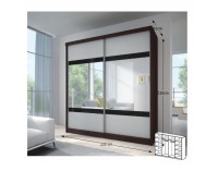 Šatníková skriňa Multi 2 2D 233x218 cm - dub cambridge / biela / čierne sklo