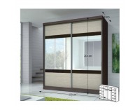 Šatníková skriňa Multi 3 2D 233x218 cm - dub cambridge / kubánske drevo / tmavohnedé sklo