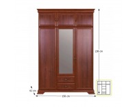 Rustikálna šatníková skriňa so zrkadlom Boltis 7 3D - orech ecco