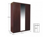 Šatníková skriňa so zrkadlom Pello 22 3D - borovica laredo