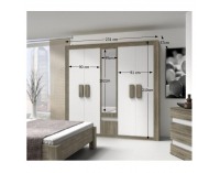 Šatníková skriňa so zrkadlom Mediolan 5D - dub sonoma truflový / biela