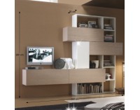 Obývacia stena Arola - dub sonoma / biely vysoký lesk