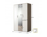 Trojdverová skriňa so zrkadlom Pano 83 3D - dub sonoma / biela