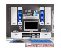 Obývacia stena s osvetlením Forse - biela / biely vysoký lesk