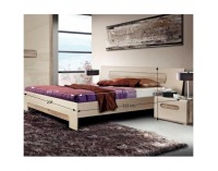 Posteľový rám Triztan 160 - dub antický / béžový vysoký lesk