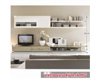 Obývacia stena Donatela - biely vysoký lesk / cappuccino vysoký lesk