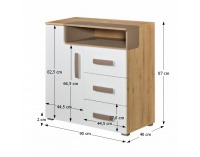 Komoda Katar K7 - san reno / biela / cappuccino