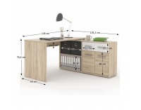 Rohový PC stolík Rafael - dub sonoma / biela