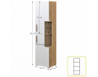 Policová skriňa Katar K4 - san reno / biela / cappuccino