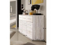 Trojdverová komoda Kentucky - dub biely / biela