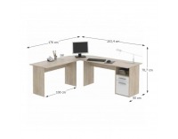 Rohový PC stolík Maurus MA11 - dub sonoma / biela