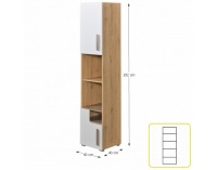 Regál Katar K5 - san reno / biela / cappuccino