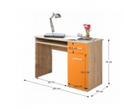 PC stolík Emio Typ 6 - dub sonoma / oranžová